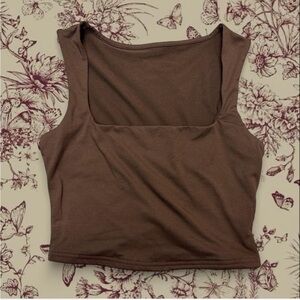 Elegant Brown Square Neck Crop Top